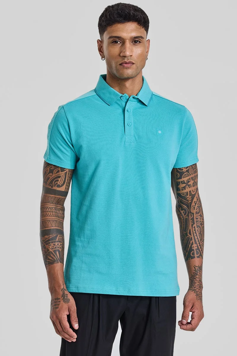 SNITCH Believe Turquoise Polo T-Shirt